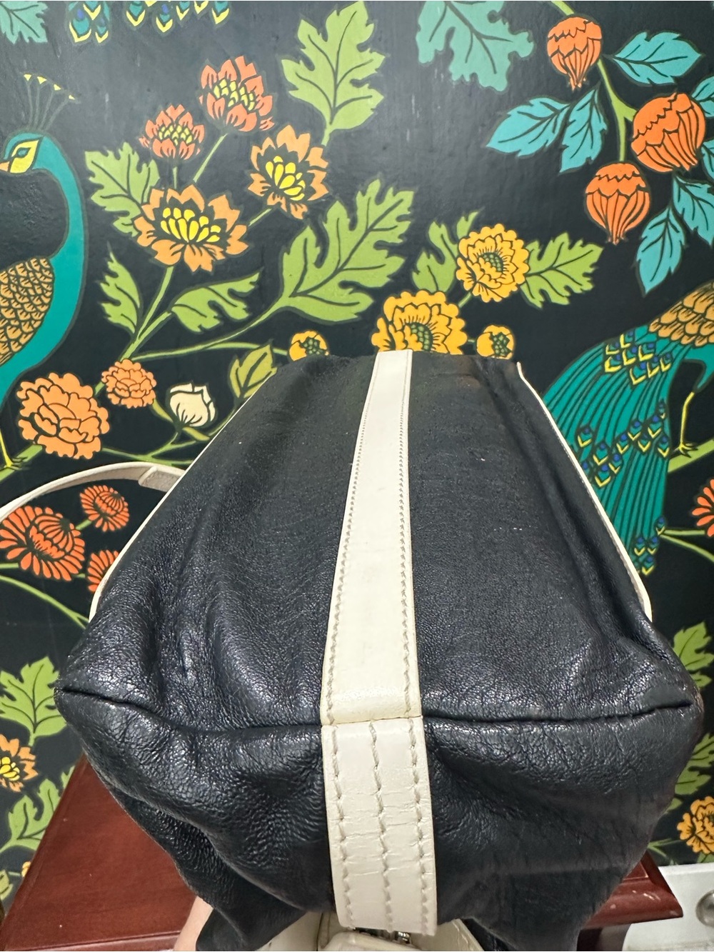 Bally Pama-SM Black & Ivory Leather Satchel Crossbody Bag Swiss Made Goat Charm - Picture 9 of 16